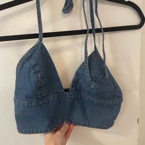 Denim Crop Halter Top